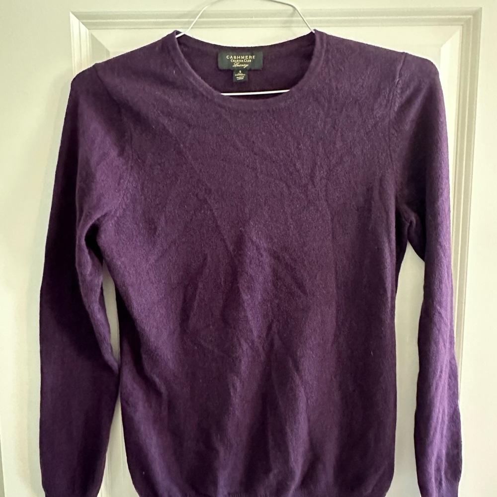 Charter Club Purple Crewneck Sweater with Ribbed Details